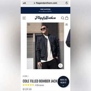 FLAG & ANTHEM MEN’S COLE FILLED BOMBER JACKET - NAVY / M